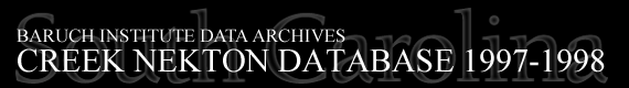 Baruch Institute Data Archives | Creek Nekton Database 1997-1998